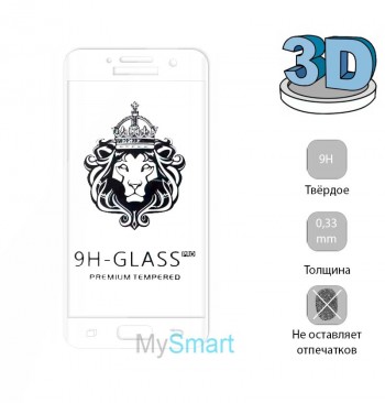 Защитное стекло 3D Samsung A320 (A3-2017) белое