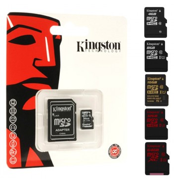Карта памяти microSDHC 8Gb Kingston (Class 4)  + Adapter SD