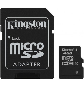 Карта памяти microSDHC 4Gb Kingston (Class 4) + Adapter SD