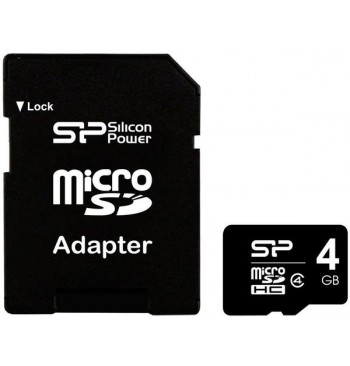 Карта памяти microSDHC 4Gb SiliconPower (class 4) + Adapter SD