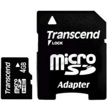 Карта памяти microSDHC 4Gb Transcend (Class 4) + Adapter SD