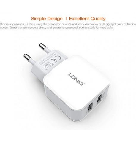 DL-2202 USB Сетевое зарядное устройство (2.1 A)+lightning cable, LDNIO