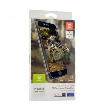 Защитное Стекло Baseus (OR) PET Soft 3D Anti-Blue Light  iPhone 6 Black (0.23mm)